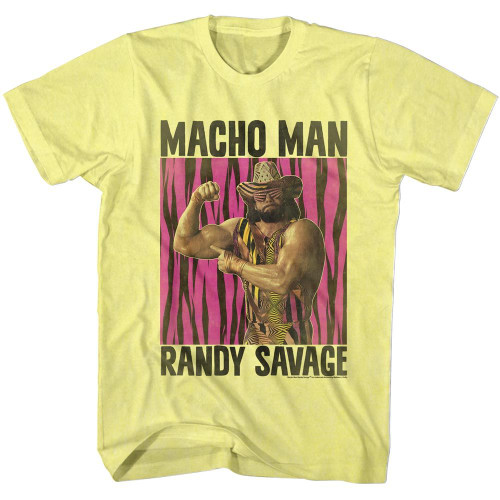 WWE Randy Savage Macho Man Pink Zebra T-Shirt - Yellow
