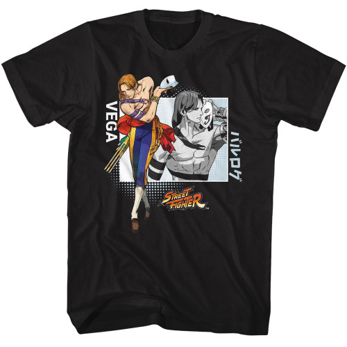 Street Fighter Vega Text T-Shirt - Black