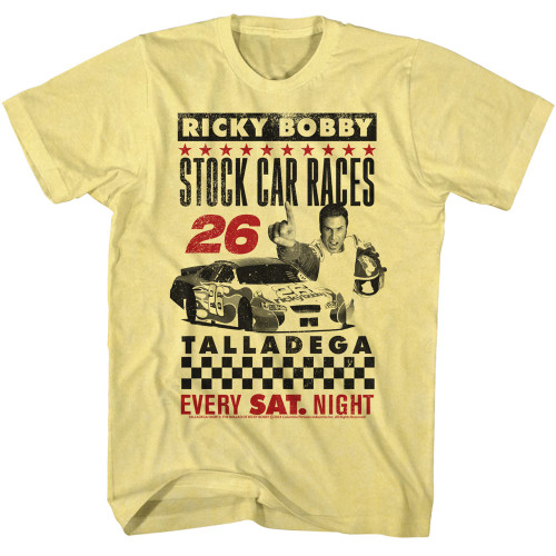 Talladega Nights -Stock Car Races T-Shirt - Yellow