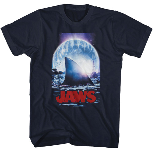 JAWS Moonlight Shark Fin T-Shirt - Navy