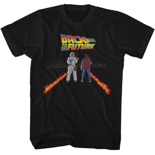 Back To The Future Fire Streaks T-Shirt - Black
