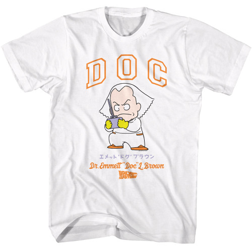 Back To The Future Doc Cartoon Character T-Shirt - White