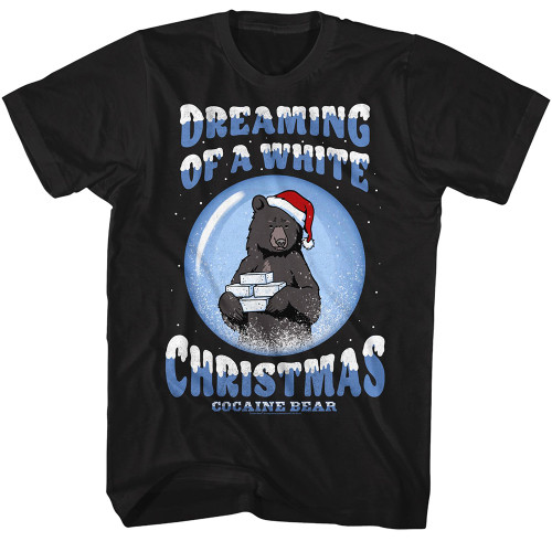 Cocaine Bear Dreaming Of A White Christmas T-Shirt - Black