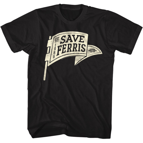 Ferris Bueller's Save Ferris Flag T-Shirt - Black