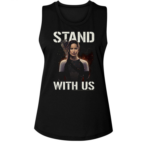 Hunger Games Stand With Us Ladies Muscle Tank - Black