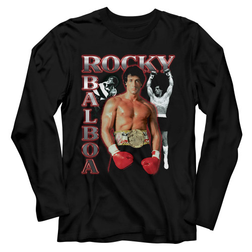 Rocky Three Photo Collage Long Sleeve - Black