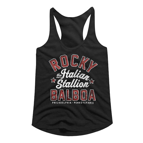 Rocky The Italian Stallion Ladies Racerback - Black