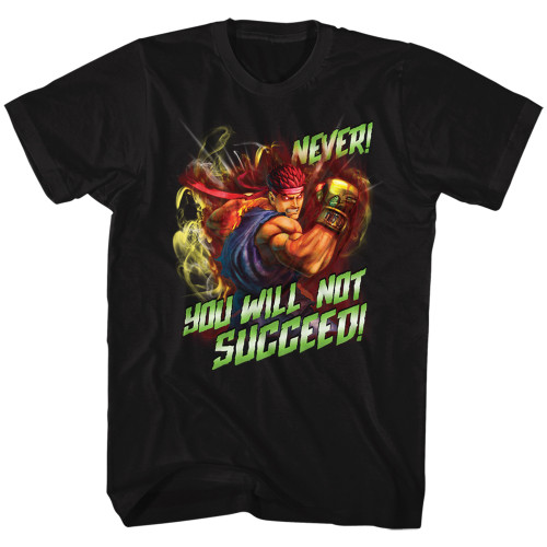 Street Fighter Never Succeed T-Shirt - Black