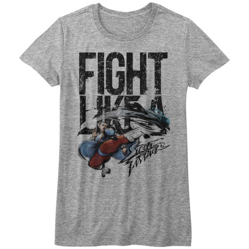 Street Fighter Fight Like Chun-Li Ladies T-shirt - Gray