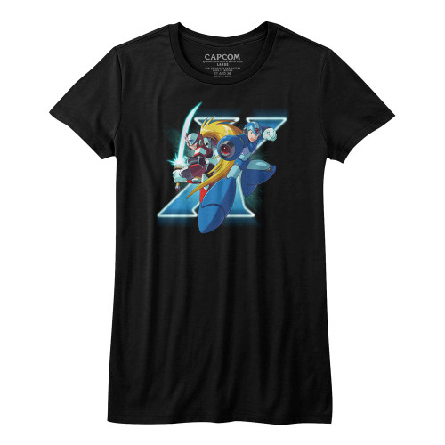 Mega Man X And Fight Ladies T-Shirt - Black