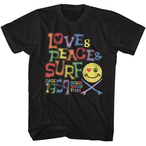 Bruce Brown Films Love Peace & Surf T-shirt - Black