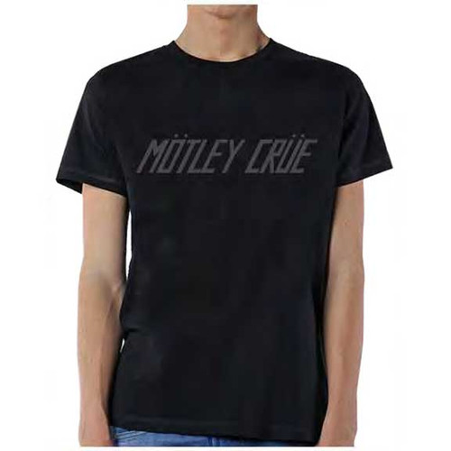 Motley Crue Grayscale Logo on Black T-Shirt