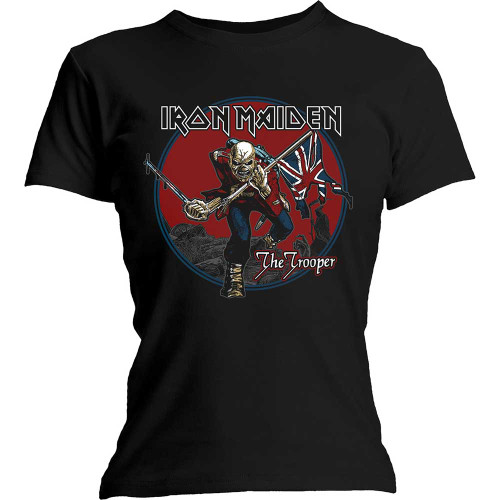 Iron Maiden Trooper in Red Sky Juniors/Ladies T-Shirt