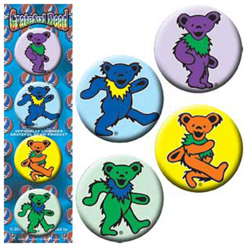 Grateful Dead Dancing Bears Set of 4 Buttons