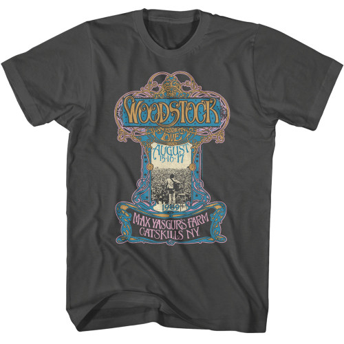 Woodstock Nouveau Poster T-Shirt - Gray
