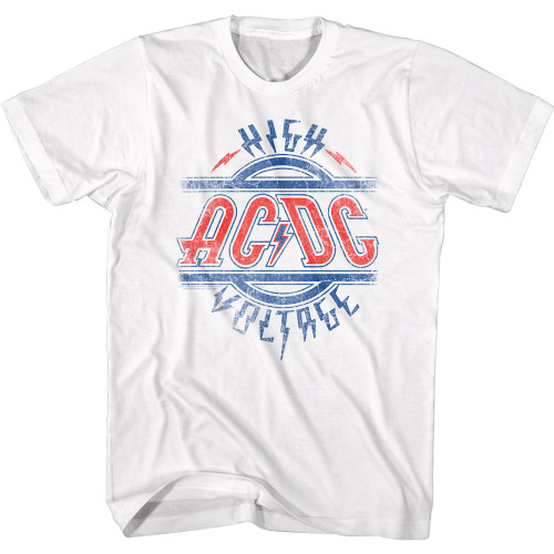 AC/DC High Voltage on White T-Shirt - White