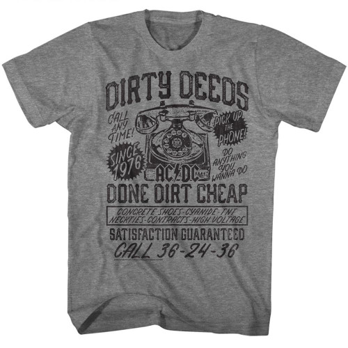 AC/DC Dirty Deeds Done Dirt Cheap T-Shirt - Gray