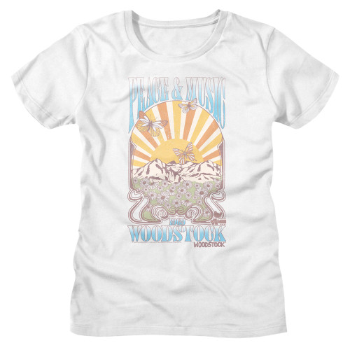 Woodstock Peace and Music Women's T-shirt - White