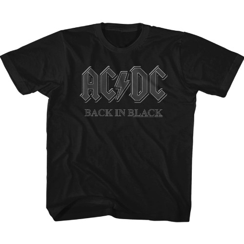AC/DC Back in Black with Gray Logo Youth T-Shirt - Black