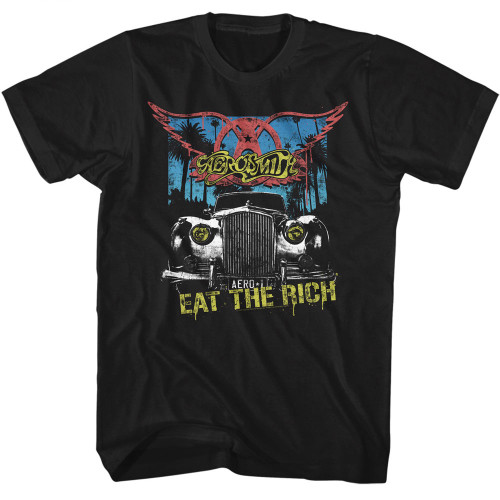 Aerosmith Eat The Rich with Car T-shirt - Black