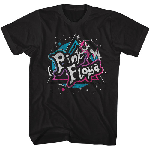 Pink Floyd Retro Distressed Flying Pig T-Shirt - Black