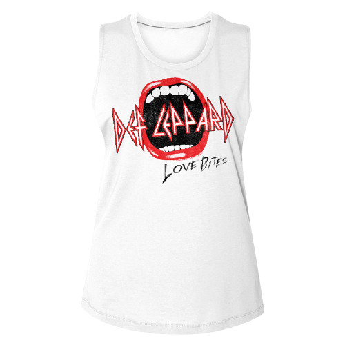 Def Leppard Love Bites with Mouth Women's Muscle Tank - White