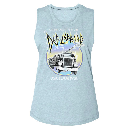 Def Leppard On Through The Night USA Tour 1980 Women's Muscle Tank Top - Blue