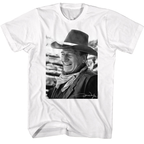 John Wayne Black & White Photo T-Shirt - White