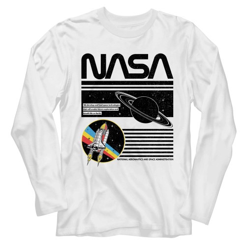 NASA Planet Saturn Long Sleeve T-Shirt - White