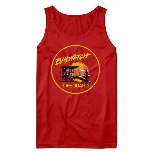 Baywatch Lifeguard in the Sunset Tank Top - Red