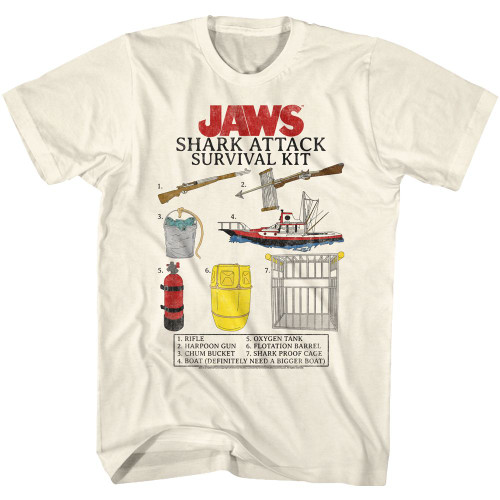 JAWS Shark Attack Survival Kit T-Shirt - Tan