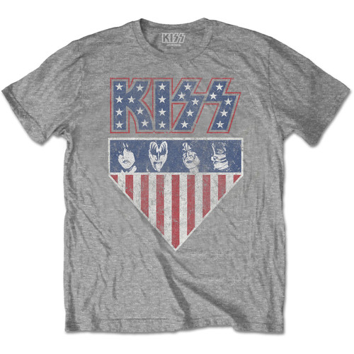 Kiss Stars and Stripes T-Shirt - Gray