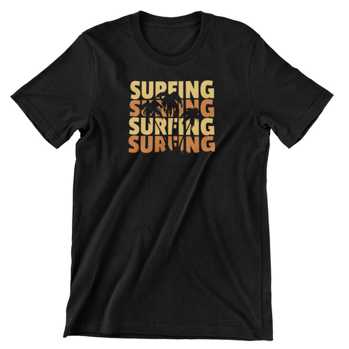Surfing Palm Trees Repeat Shirt - Black