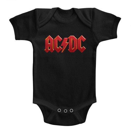 AC/DC Solid Red Baby Onesie - Black