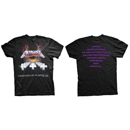 Metallica Master of Puppets 2-sided Purple Text T-Shirt - Black