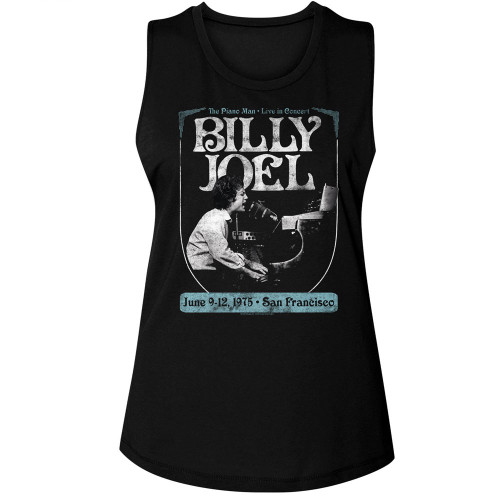 Billy Joel - Poster Ladies Muscle Tank - Black