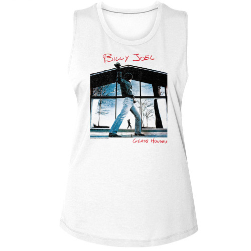 Billy Joel - Glass Houses Ladies Muscle Tank - White