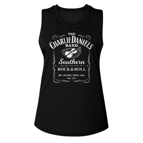 Charlie Daniels Band Southern Rock & Roll Ladies Muscle Tank - Black