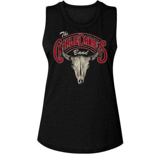 Charlie Daniels Band Skull Logo Ladies Muscle Tank - Black