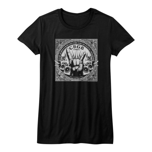 CBGB - Rock Hand Ladies T-Shirt - Black