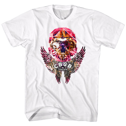 CBGB - Faceted Skull Wing T-Shirt - White