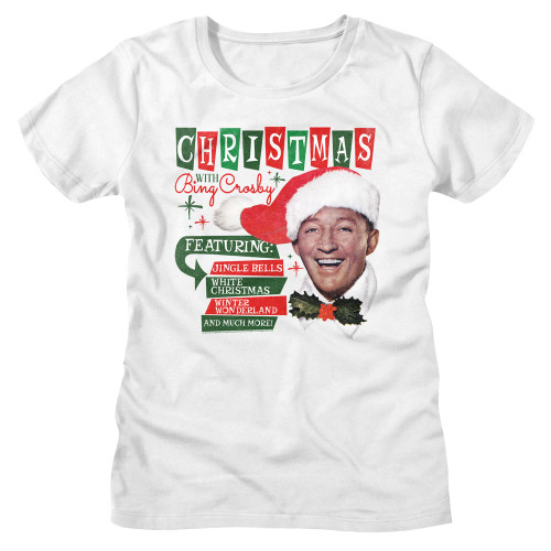 Bing Crosby Christmas Songs Ladies T-Shirt - White
