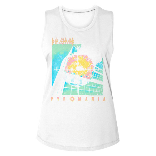 Def Leppard -Bright Color Ladies Muscle Tank -White