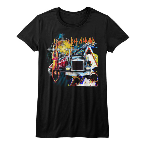 Def Leppard - Jumbled Ladies T-Shirt - Black