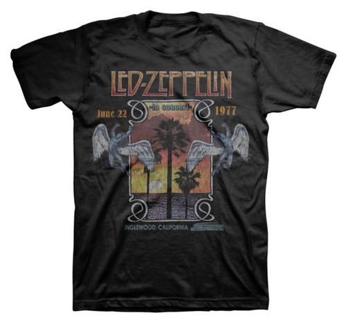Led Zeppelin Inglewood, California 1977 Concert tee | More vintage styled rock tee at OldSchoolTees.com