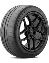 Vitour Tempesta P1 P-01R performance tire mounted on a track car during high-speed cornering.