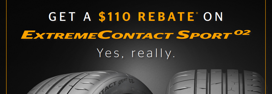 Score a $110 Rebate on Continental ExtremeContact Sport02 Tires – Limited Time Offer!