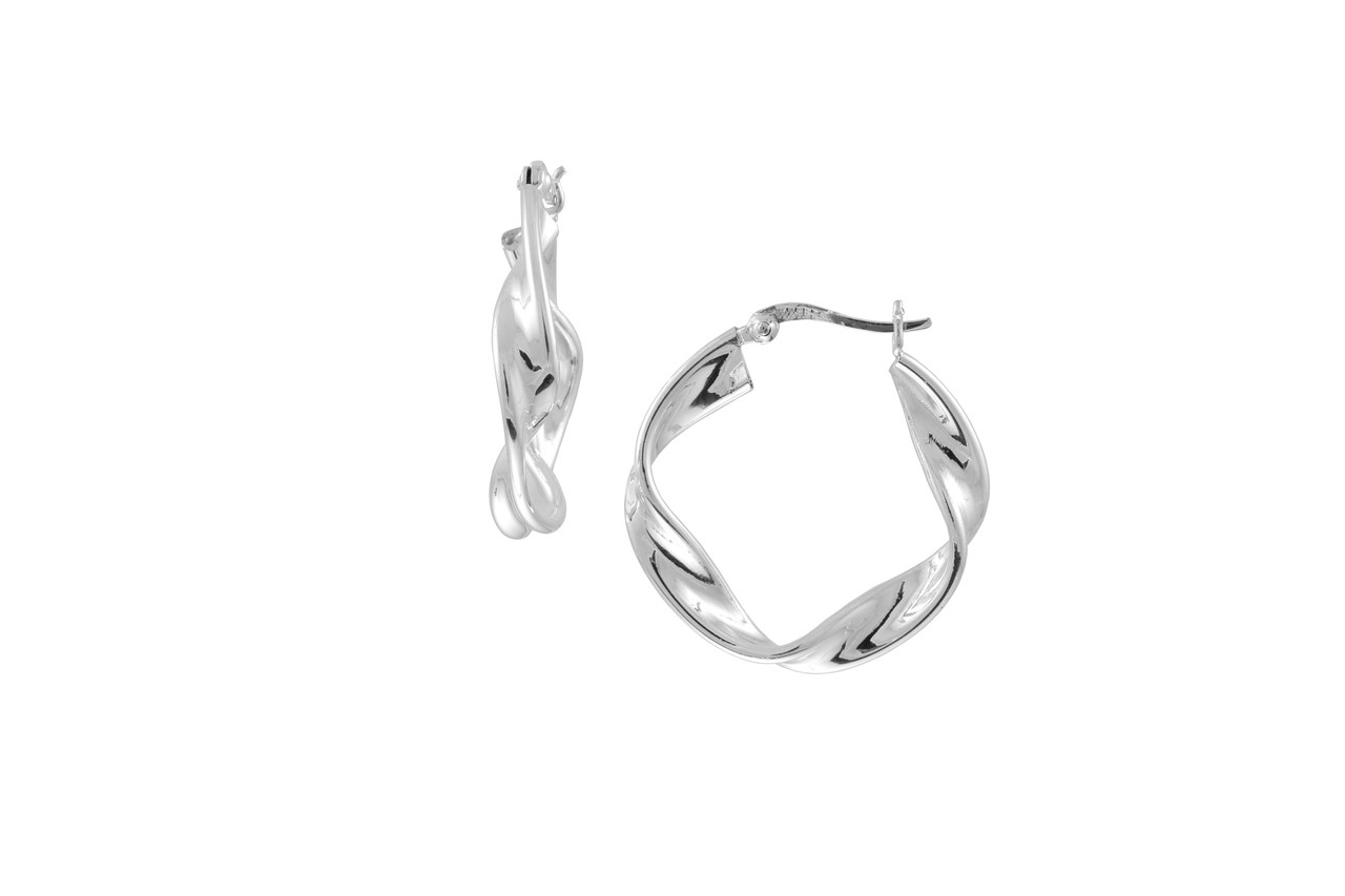 Twisted sterling silver hoop earrings