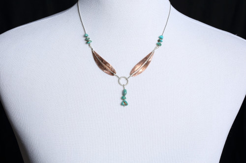 Sterling with Copper Feathers Necklace