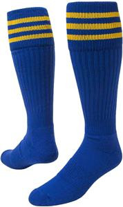 Mach III Knee High Socks - Royal Blue w/ Gold Stripes Mach III Knee High Socks - Royal Blue w/ Gold Stripes